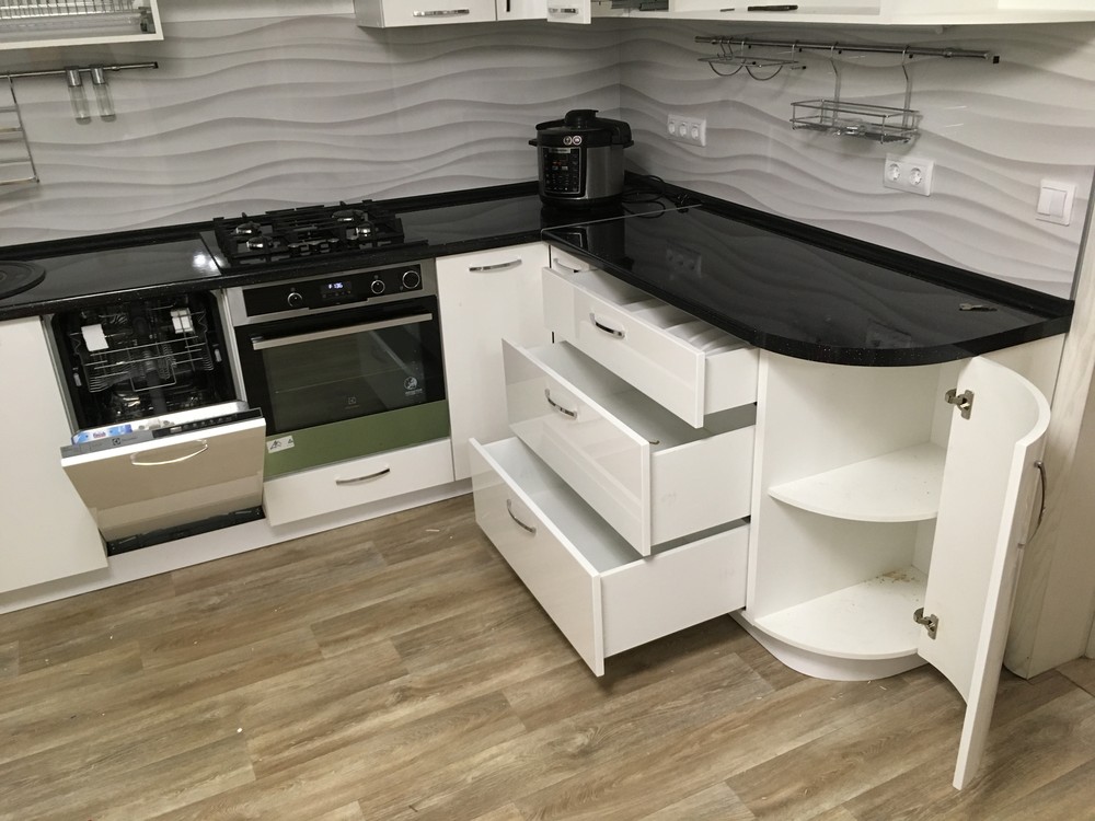 Белый кухонный гарнитур-Кухня МДФ в ПВХ «Модель 311»-фото8