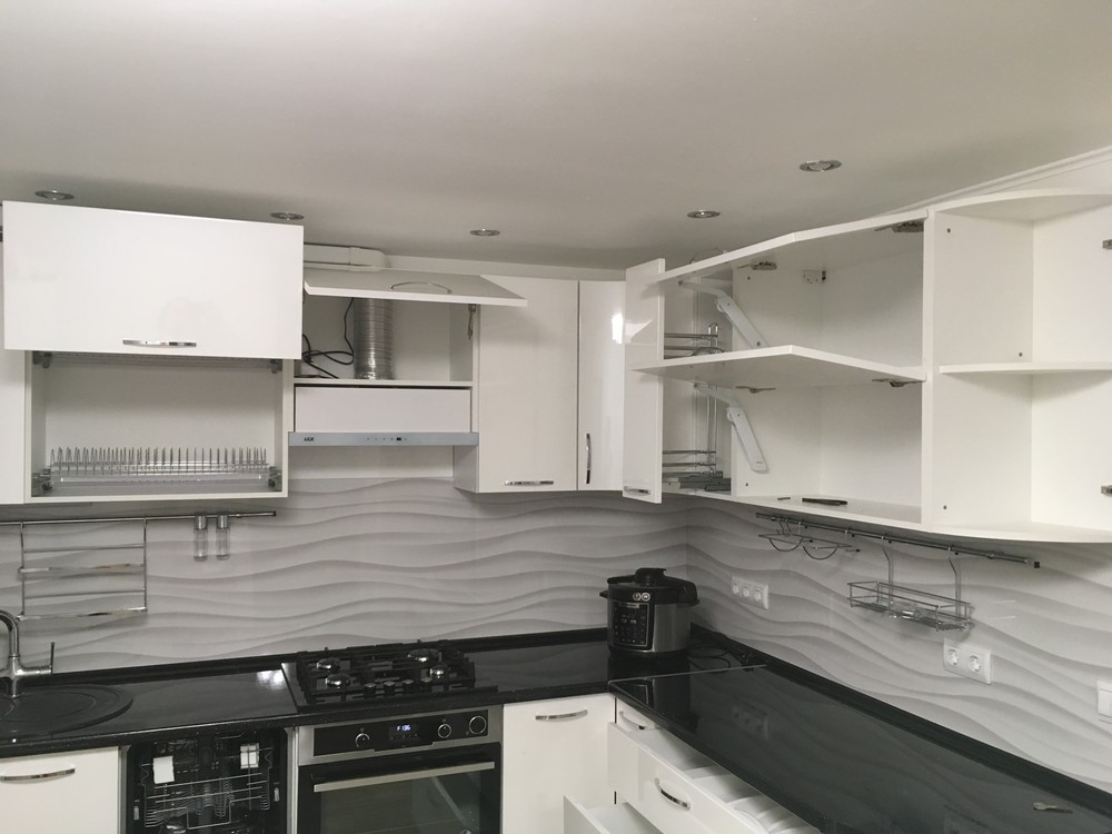 Белый кухонный гарнитур-Кухня МДФ в ПВХ «Модель 311»-фото9